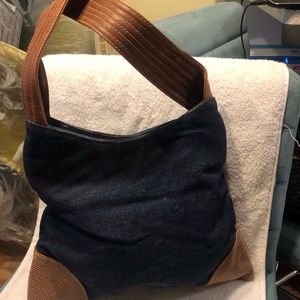 Leather and Jean cute shoulder tote